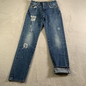 Levi's 505 Selvedge Distressed Denim Jeans Mens 26x29 Vintage Style Levis